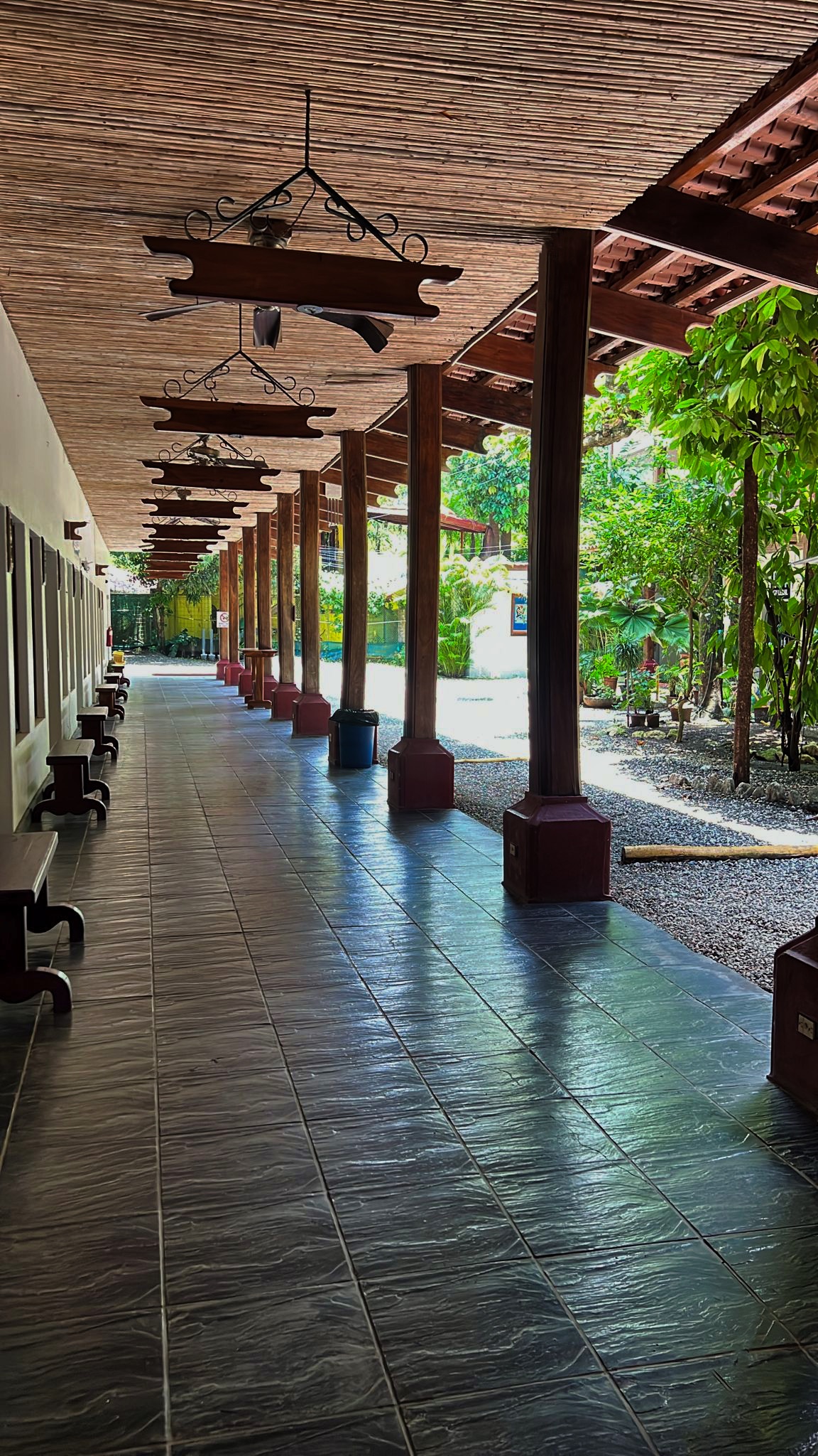 Covered gallery and courtyard